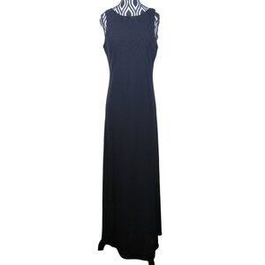 Semi Formal/Formal Sleeveless Black Maxi Dress W/ Beaded Bodice & Ruffled Back